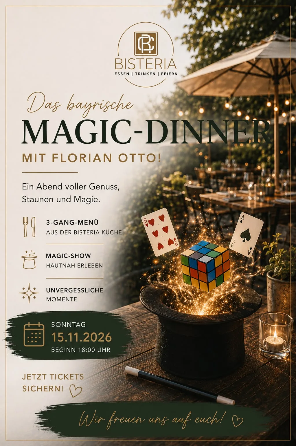 Veranstaltungsplakat: Das bayrische Magic-Dinner